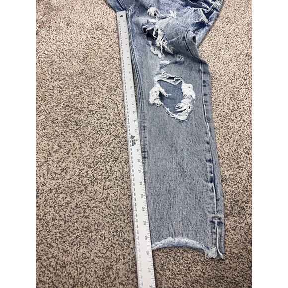 KanCan Womens 9/28 Collie High Rise Distressed Ripped Grunge Punk Mom Blue Jeans - Picture 10 of 10
